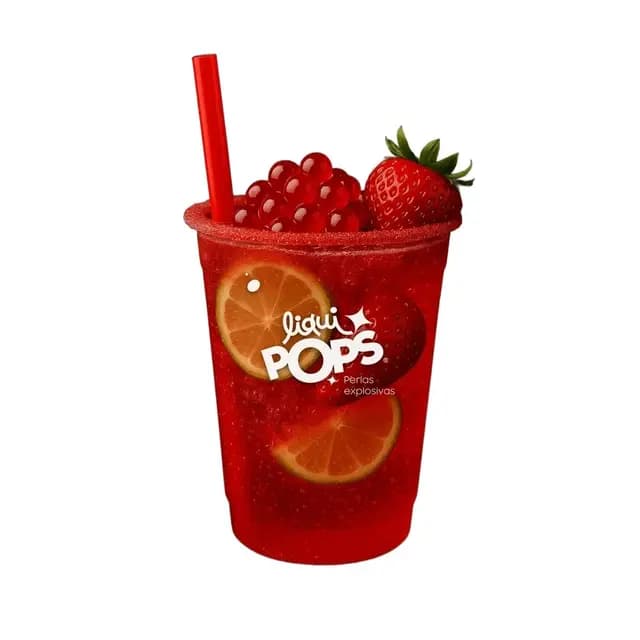 Soda escarchada de fresa con perlas explosivas LiquiPops