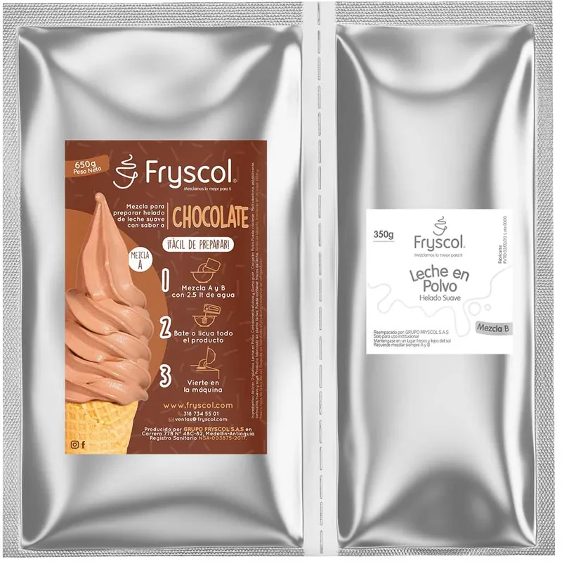 Mezcla para helado suave sabor chocolate (Fryscol)