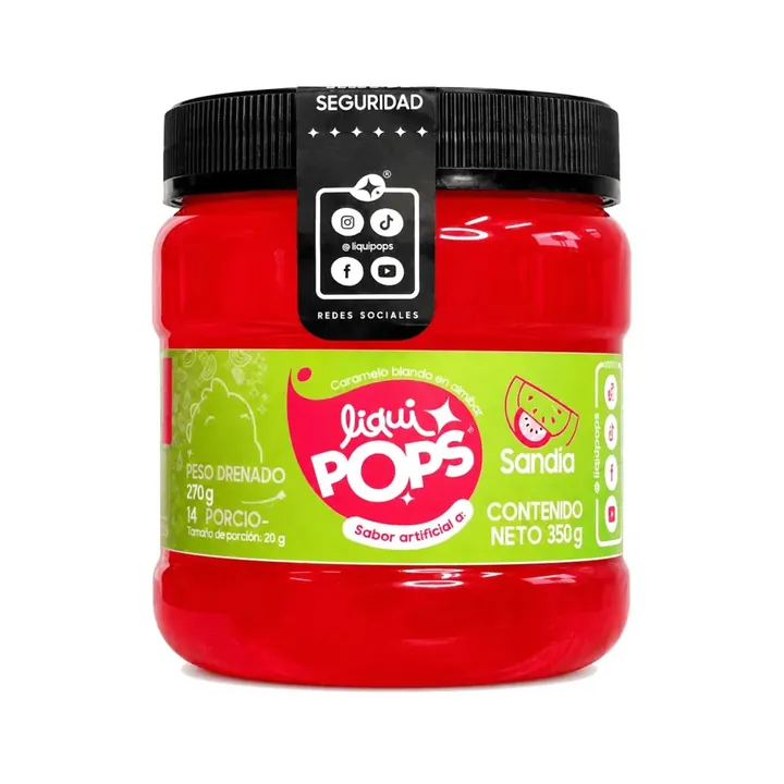 Perlas explosivas LiquiPops Sandía 350 g, tarro visto de frente