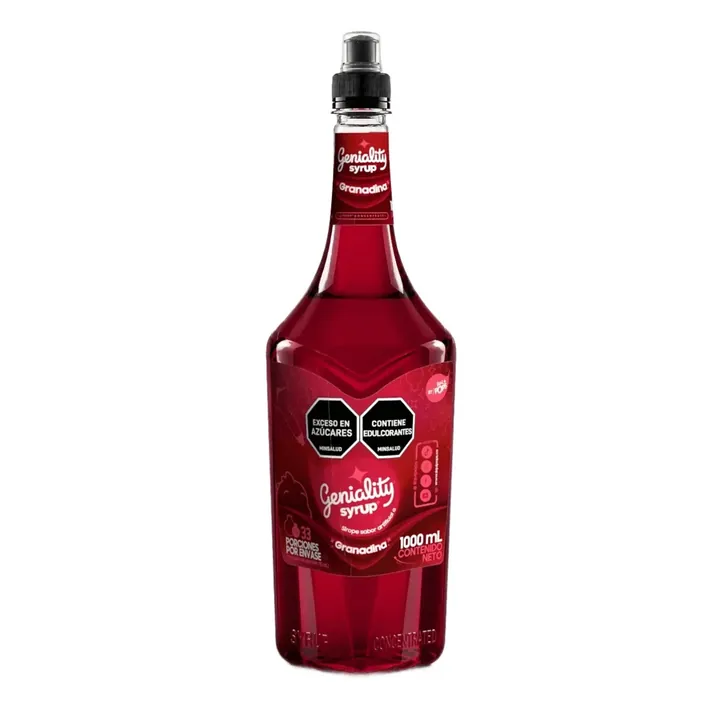 Sirope Geniality Granadina 1000 ml, botella vista de frente