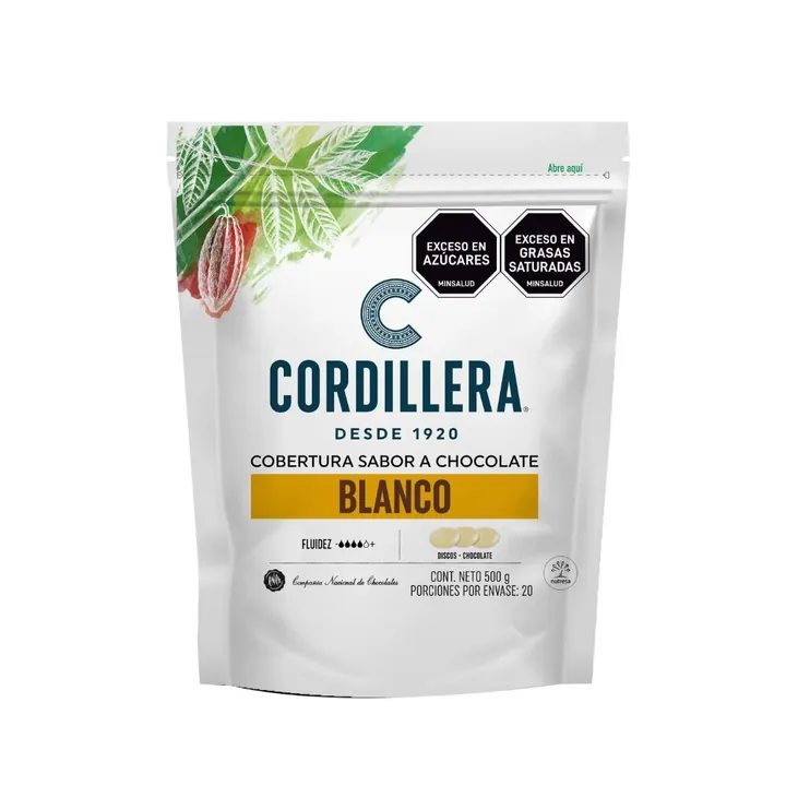 Bolsa de cobertura sabor a chocolate blanco Cordillera de 500 g