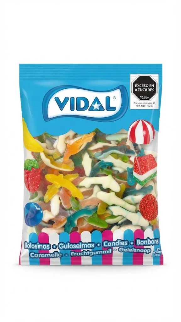Bolsa de gomas Vidal en forma de tiburón