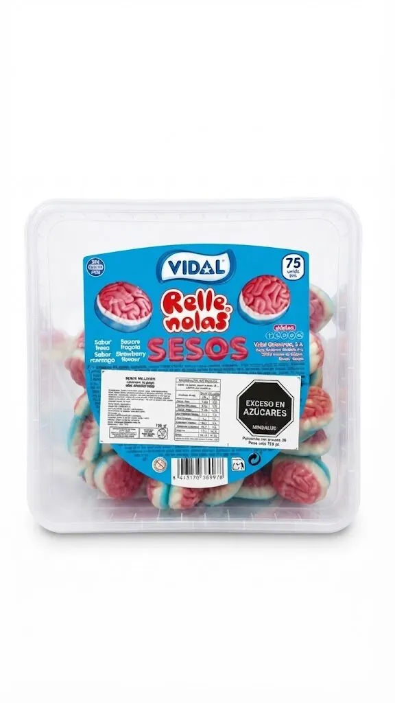 Envase de gomas Vidal Rellenolas Sesos por 75 unidades