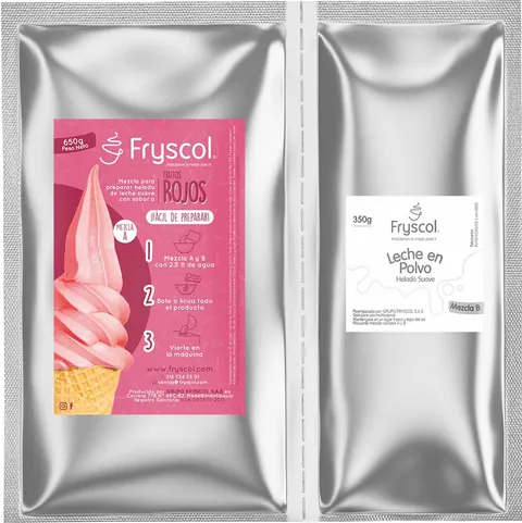 mezcla en polvo para helado suave sabor a frutos rojos