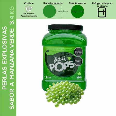 Perlas Explosivas LiquiPops Manzana Verde 3400 gr