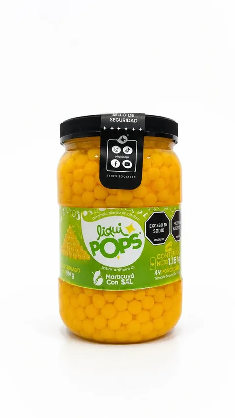 Tarro de perlas explosivas LiquiPops Maracuyá con Sal de 1,15 kg