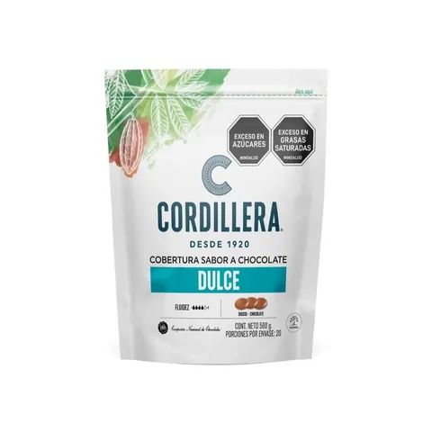 Bolsa de cobertura sabor a chocolate dulce Cordillera de 500 g