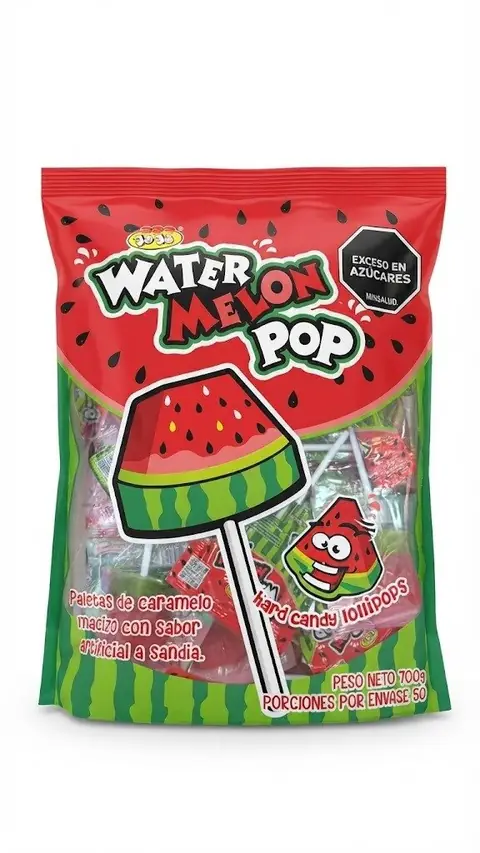 Bolsa de chupetas Watermelon Pop con sabor a sandía, 50 unidades