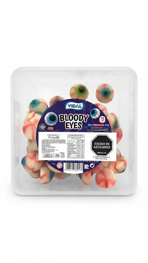 Envase de gomas Vidal Bloody Eyes (ojos sangrantes) por 75 unidades